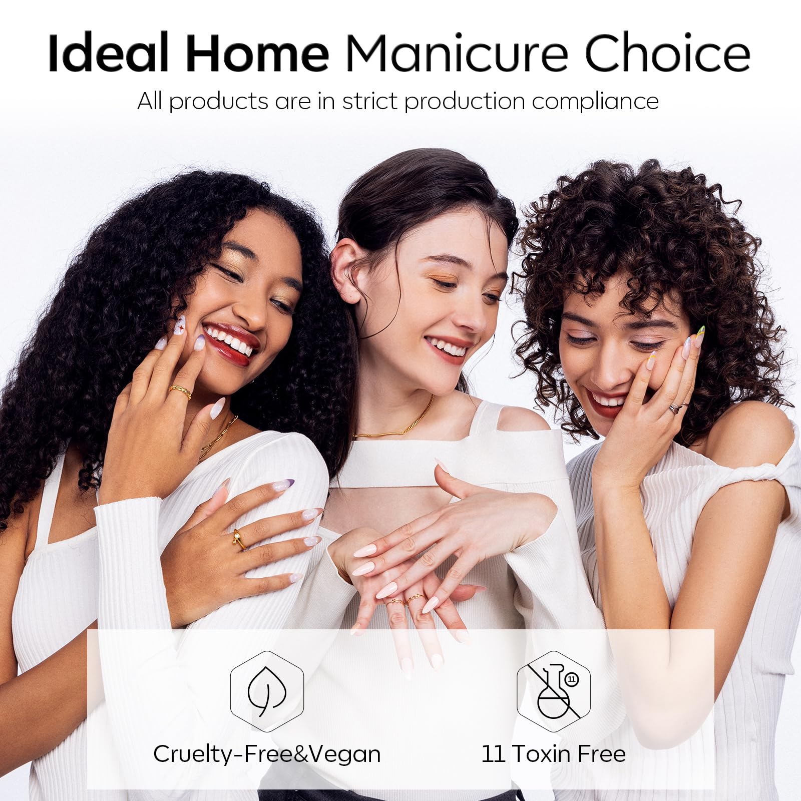 Modelones ingredientes seguros y bajo olor para manicuría y pedicura.