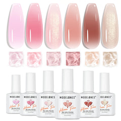 Modelones Jelly Gel Esmalte rosa translúcido para acabado natural.