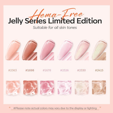 Modelones Jelly Gel Paleta de colores nude y rosa para variedad de looks.