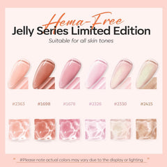 Modelones Jelly Gel Paleta de colores nude y rosa para variedad de looks.