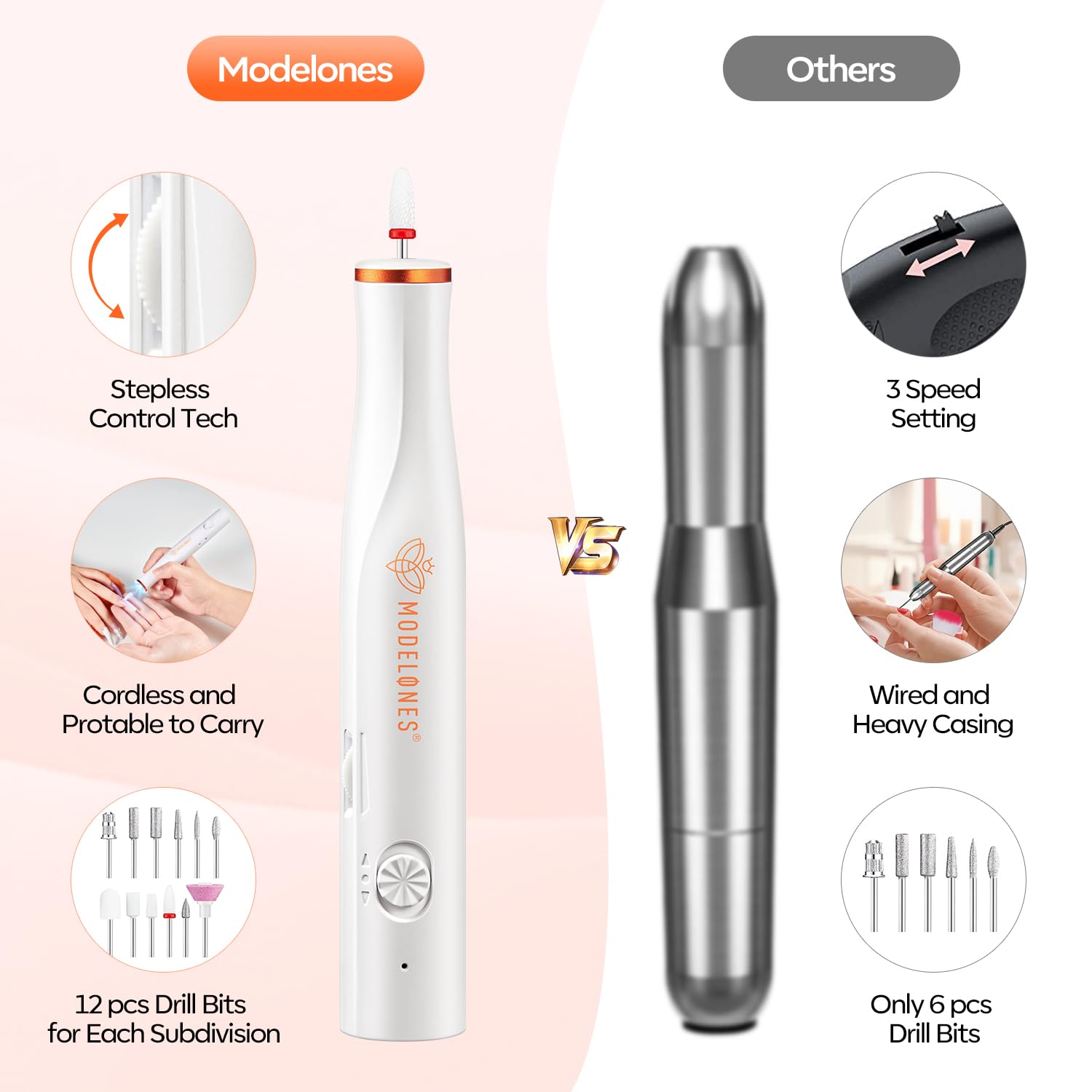 Brocas para uñas Modelones para tallar y dar forma con precisión.