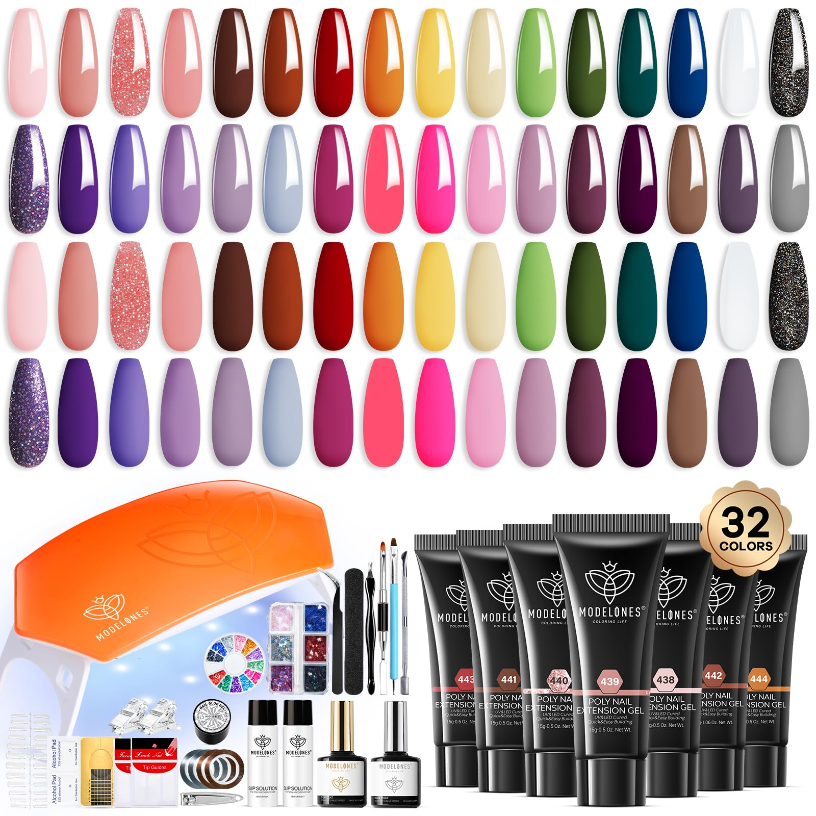 Modelones kit extensiones gel uñas, versátil para crear longitudes personalizadas.