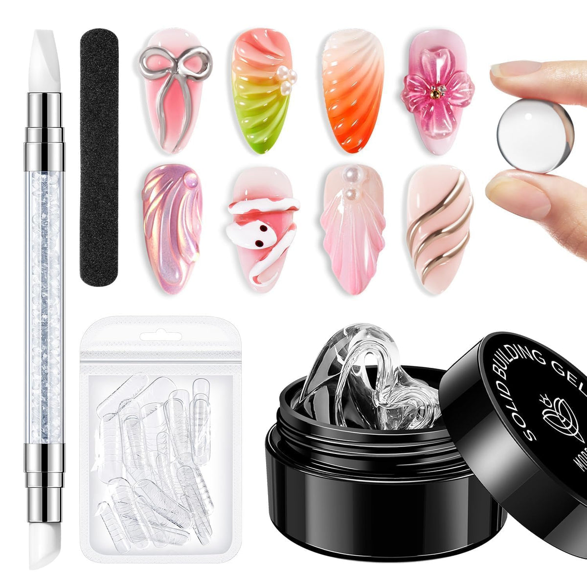Modelones kit gel 3D para uñas, guía de uso para crear uñas tridimensionales