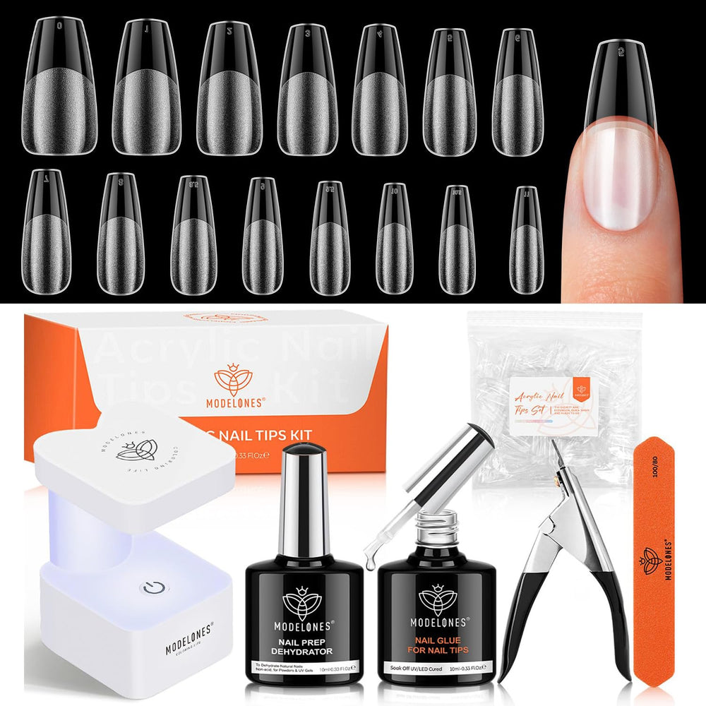 Modelones kit uñas gel mediano coffin con 510 piezas para diseño personalizado