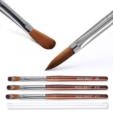Modelones Kolinsky brush size 8 round for precise acrylic application on nails.