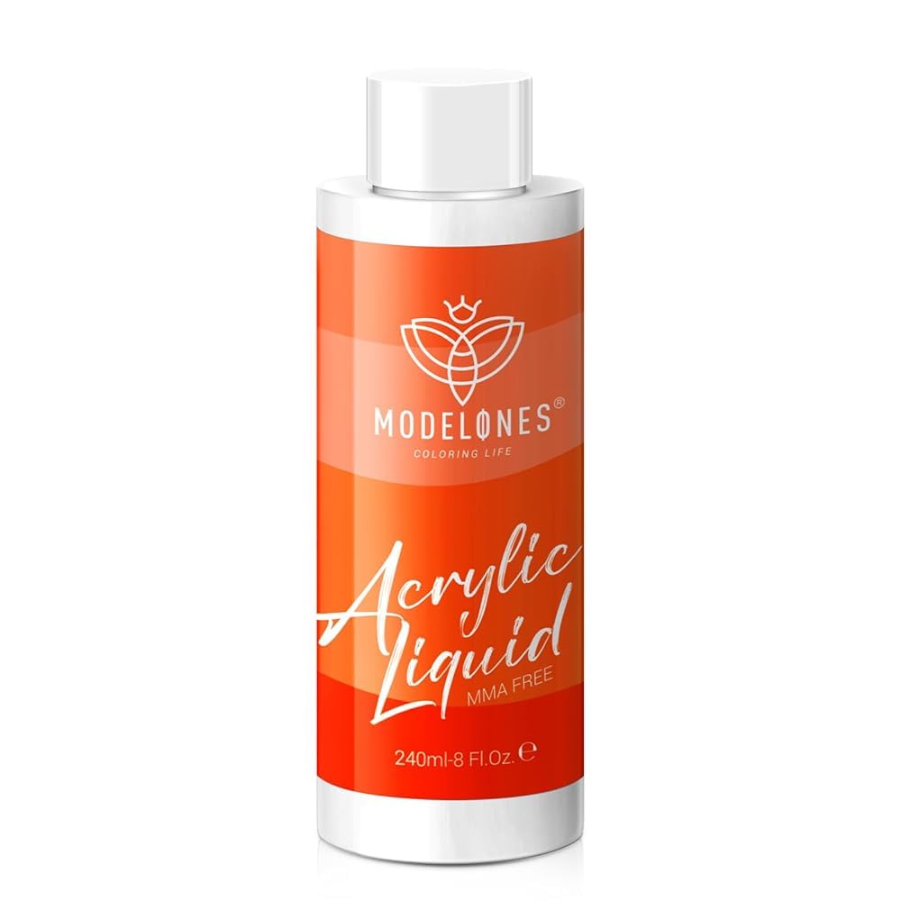 Modelones líquido acrílico 8oz, botella práctica para uso profesional y doméstico.