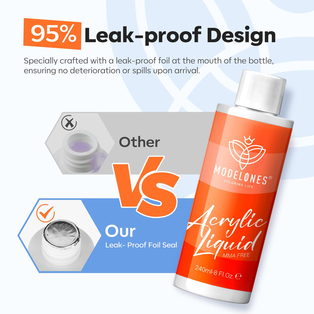 Modelones líquido acrílico 8oz, protege uñas naturales con capa protectora.