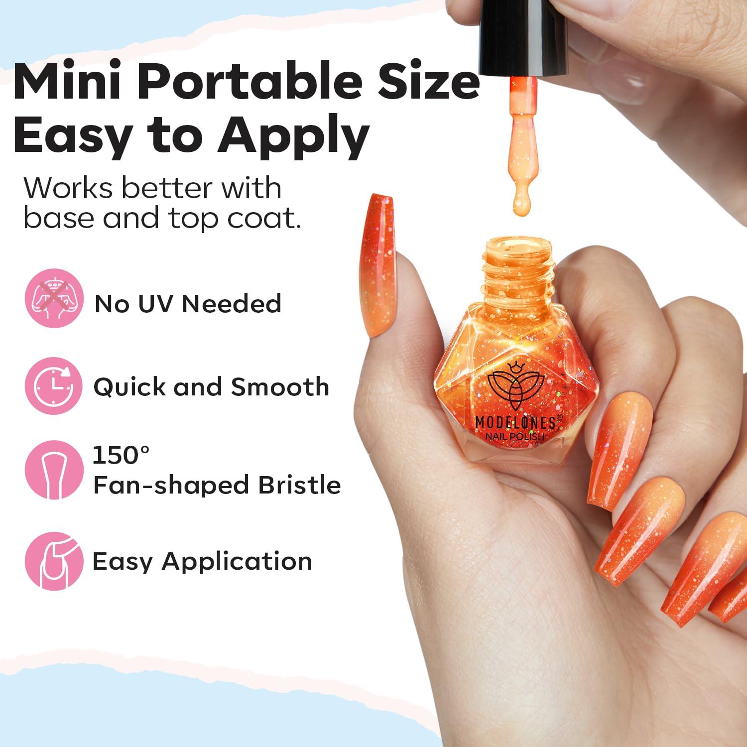 Modelones neon mood shades show bold color shifts on nails.