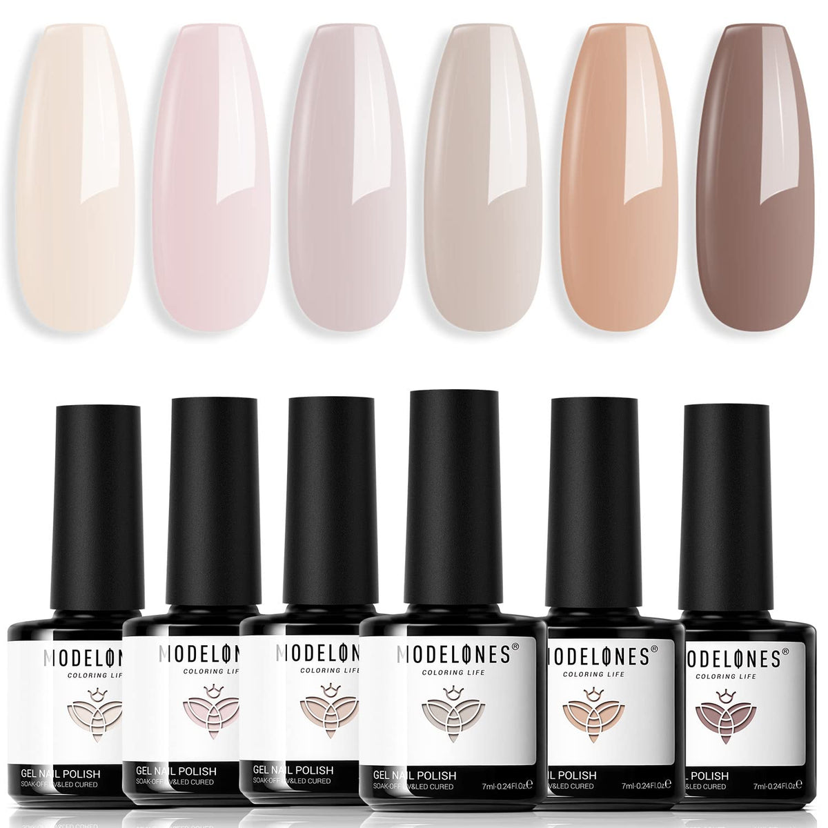 Modelones gel esmalte set de 6 tonos neutros para uñas, uso diario