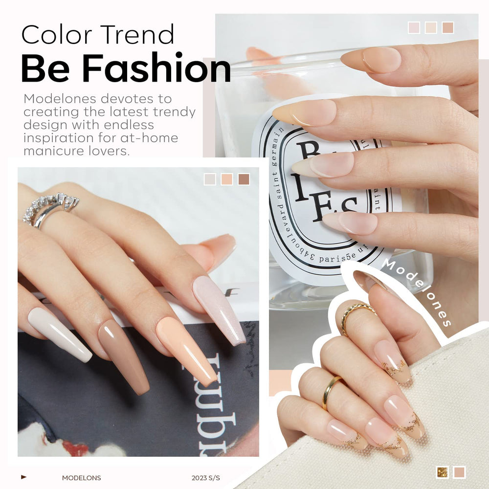 Muestra de 6 tonos neutros Modelones para manicura elegante