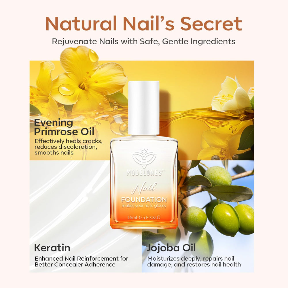 Modelones nutrición con aceites y keratina para uñas sanas y brillantes.