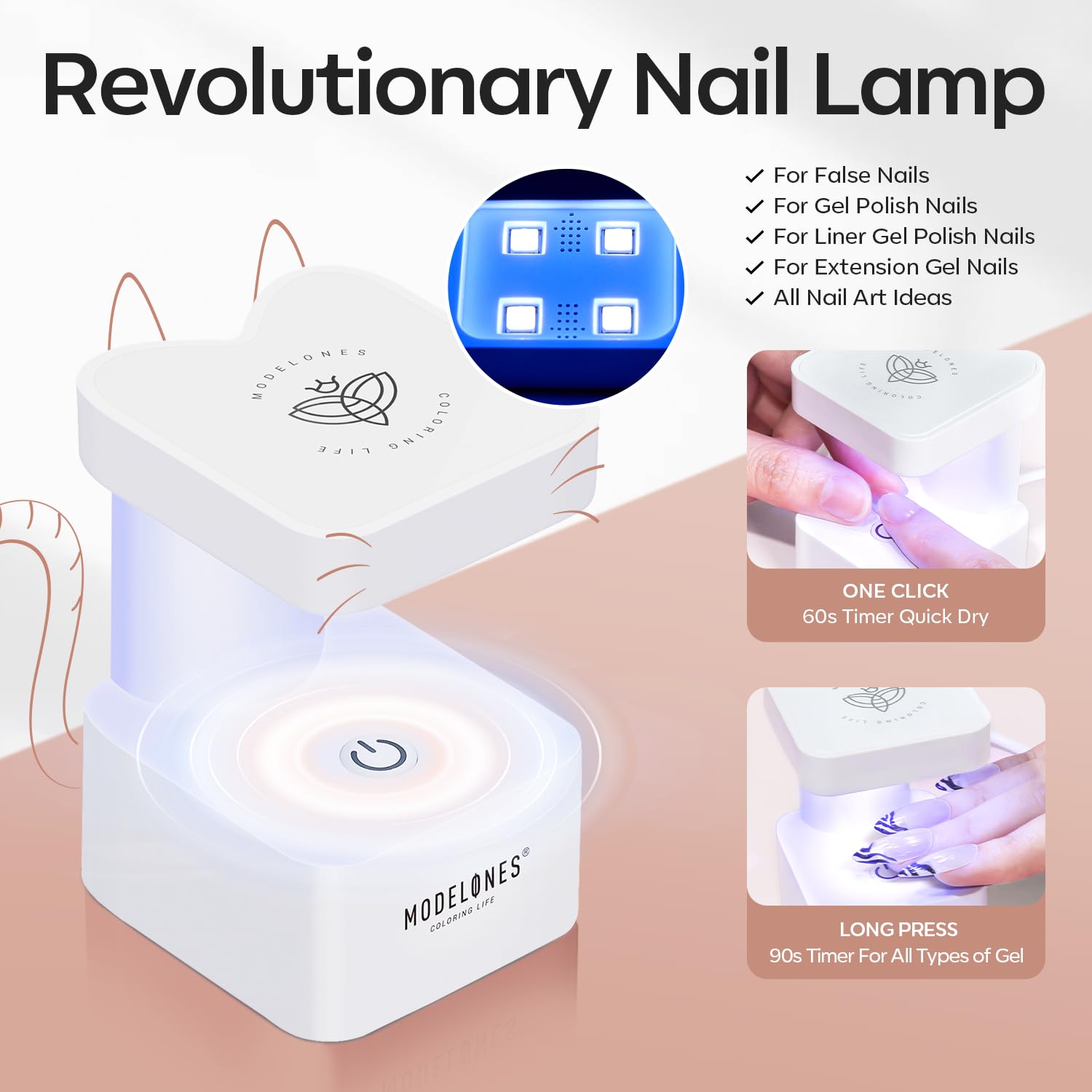 Modelones pegamento gel para uñas 9-en-1 base y capa