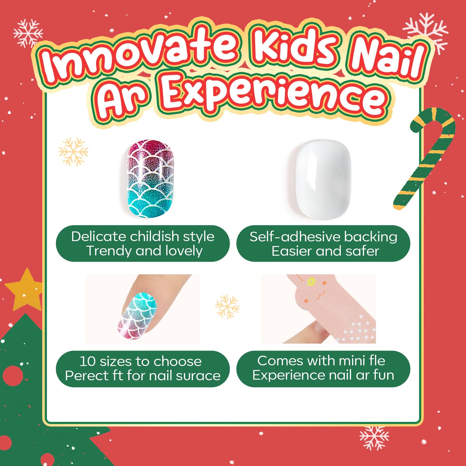 Modelones regalo de Navidad con uñas listas para regalar a niñas