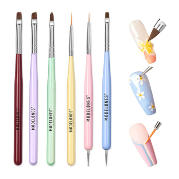 Modelones set de brochas para arte de uñas, ideal para diseños precisos y profesionales.