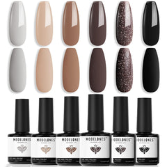Modelones set gel uñas seis colores nude y chocolate, perfecto para manicuras en casa