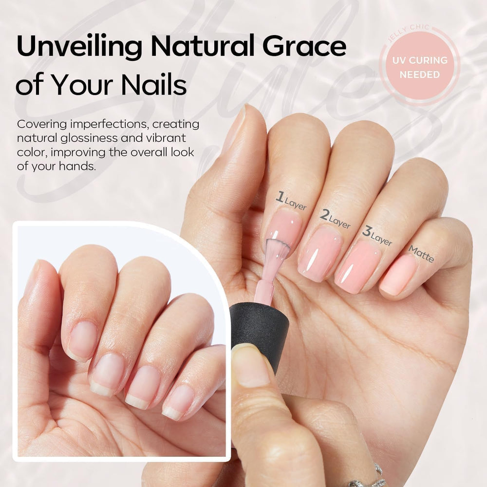 Modelones sheer jelly polish for soft, natural-looking nails