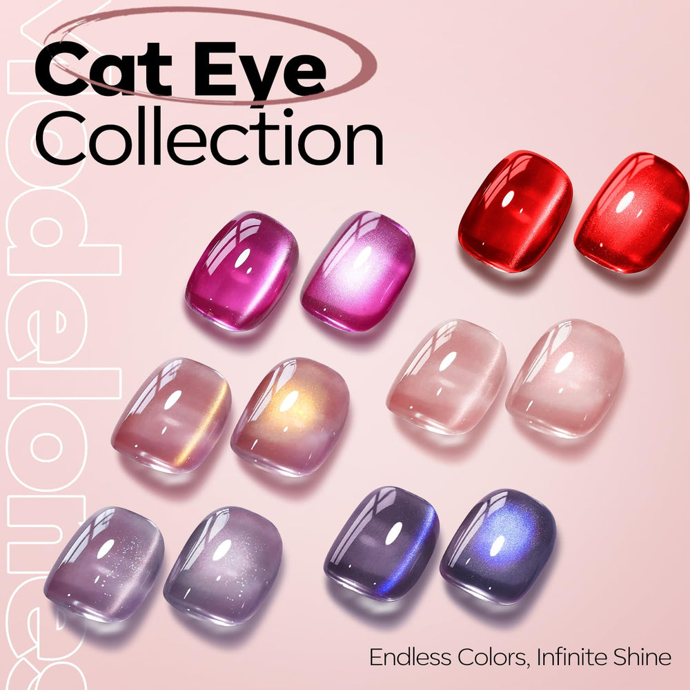 Modelones sobre base rosa, capas holo para looks versátiles.