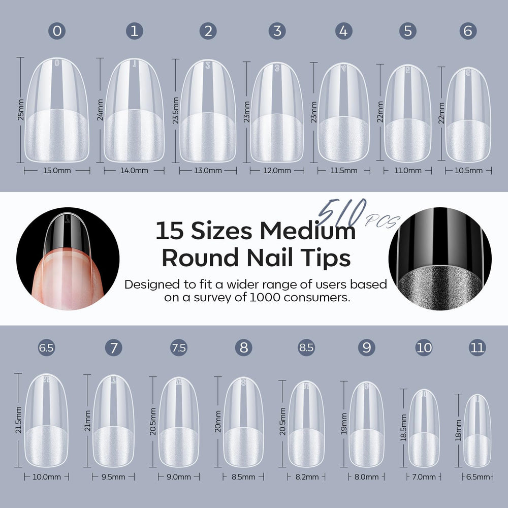 Modelones tamanos varios con 34 uñas por talla para ajuste preciso.