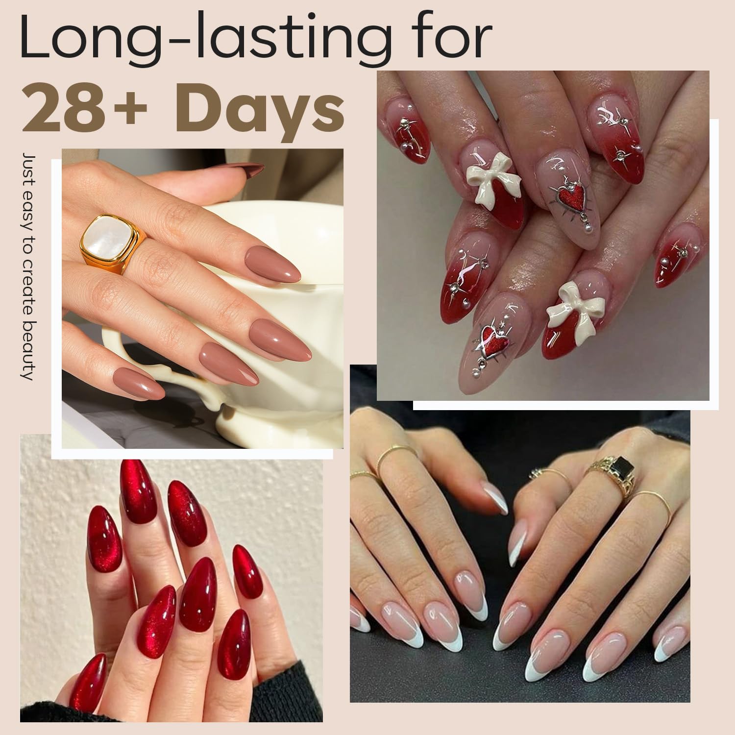 Modelones tapas de uñas media almendra preformadas, aplicación rápida