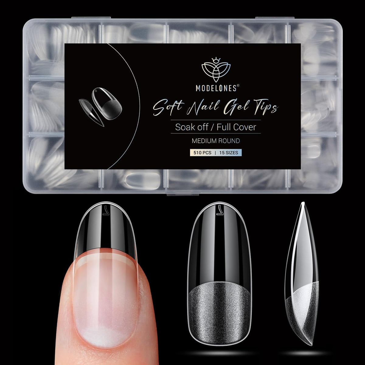 Modelones tips uñas media redondas-ovaladas para extensión rápida y natural.