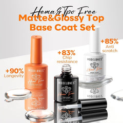 Modelones top gel sin HEMA, acabado uniforme y brillante.