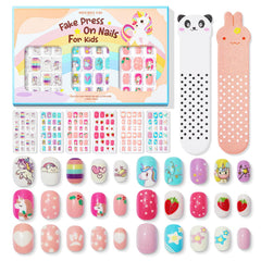 Modelones uñas falsas para niñas, 144 piezas, diversidad de estilos para decorar.