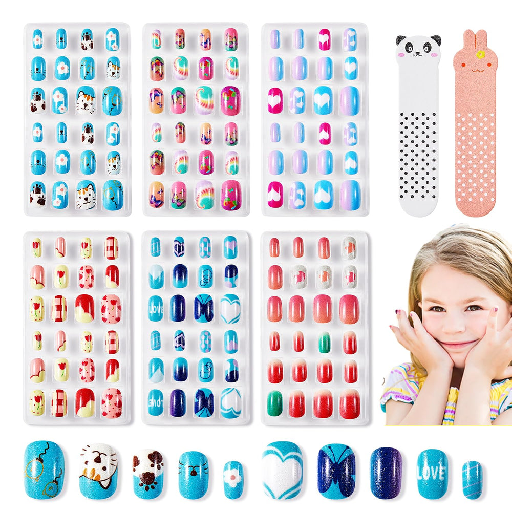 Modelones uñas infantiles con corazones, diseño divertido para niñas