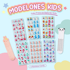 Modelones kit uñas niñas colores arcoiris para juego diario.