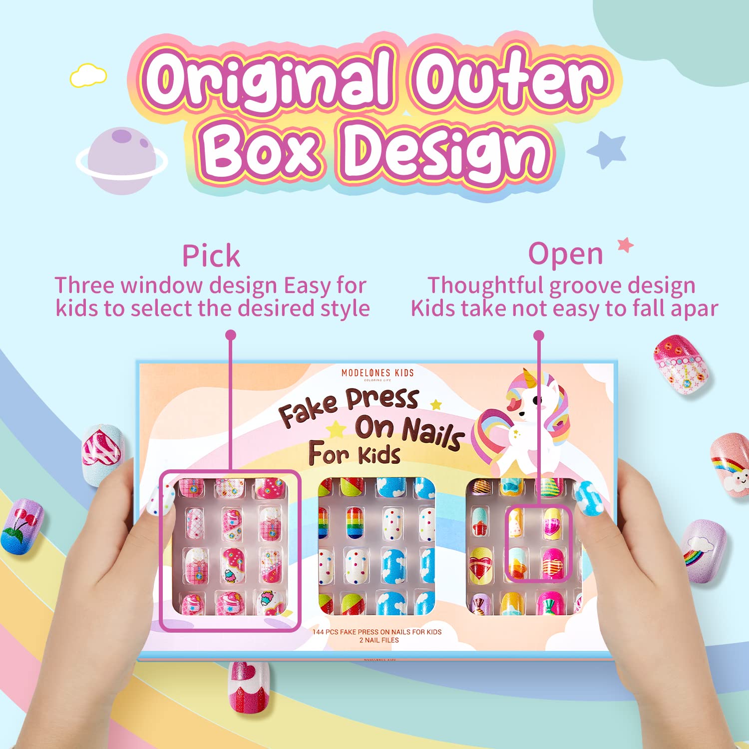 Modelones uñas infantiles con diseños lindos para celebraciones.