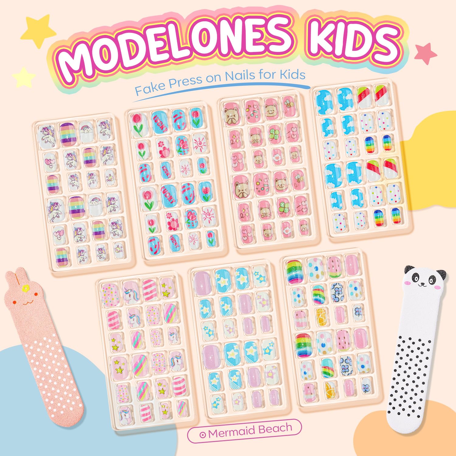 Modelones uñas seguras para niñas, material ABS no tóxico y apto para piel sensible