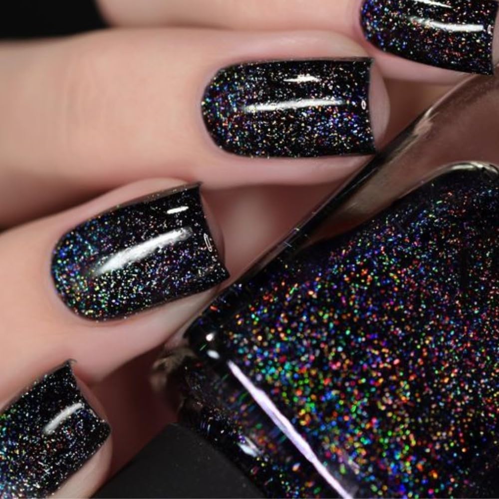 Modelones uñas postizas brillo negro, corte cuadrado, aplicación rápida para un look elegante.