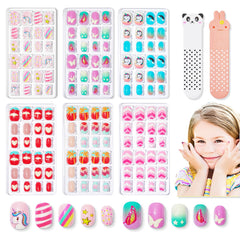 Modelones uñas postizas para niñas, 144 piezas, variedad de diseños para manicura en casa