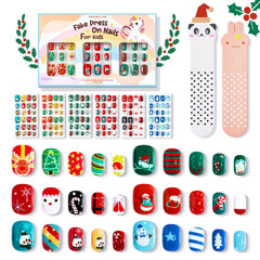 Modelones uñas postizas para niñas, 144 piezas para decorar en Navidad