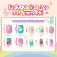 Modelones uñas postizas para niñas con mariposa brillo, perfecto para manualidades seguras.