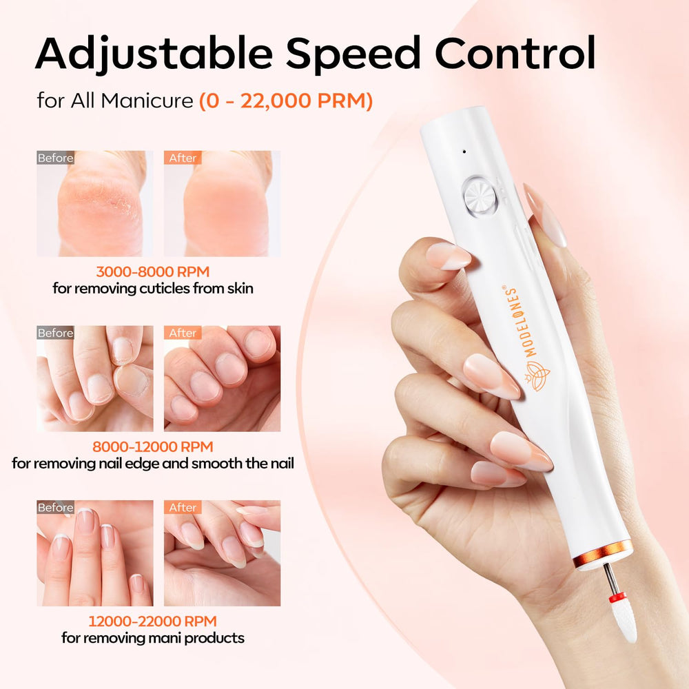Velocidad regulable para adaptar a diferentes técnicas de manicura.