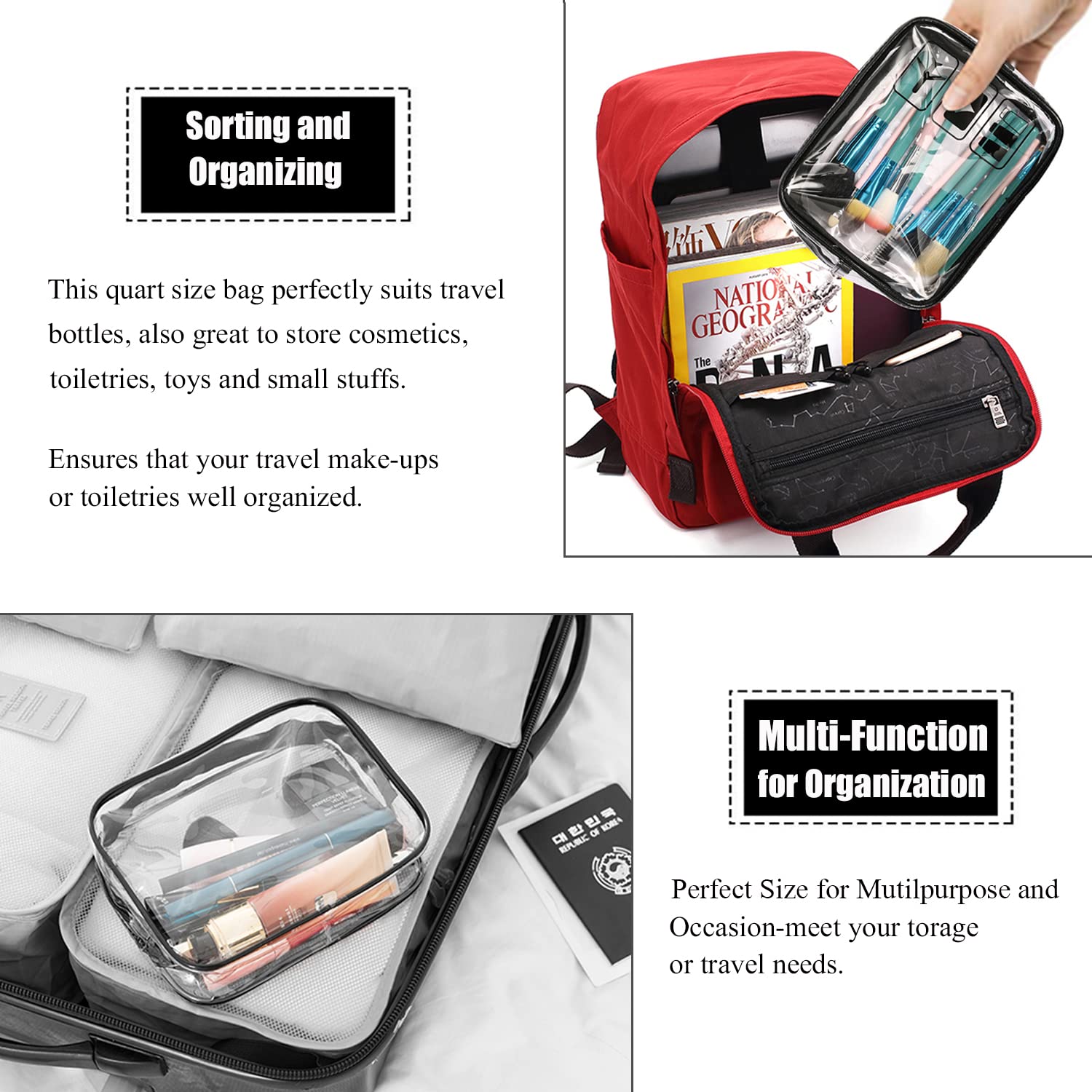 MODENGKONGJIAN bolsa higiene transparente de PVC 0.6 mm con costuras reforzadas