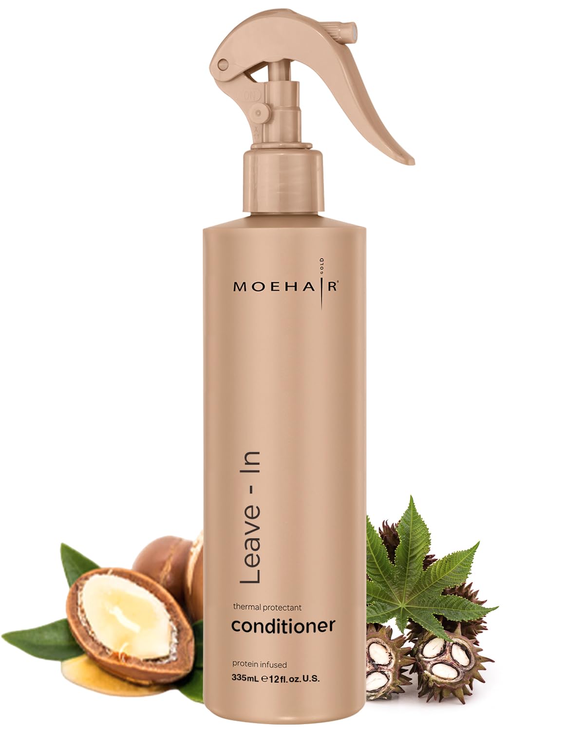 MOEHAIR Acondicionador sin enjuague, botella visible, suavidad y brillo duradero