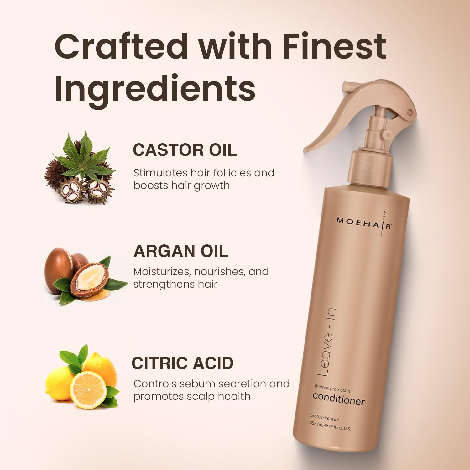 MOEHAIR Desenredante spray, textura ligera facilita peinado sin encrespamiento