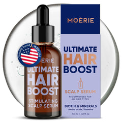 Moerie Sérum Croissance Cheveux bouteille – stimule les racines pour une chevelure plus dense.