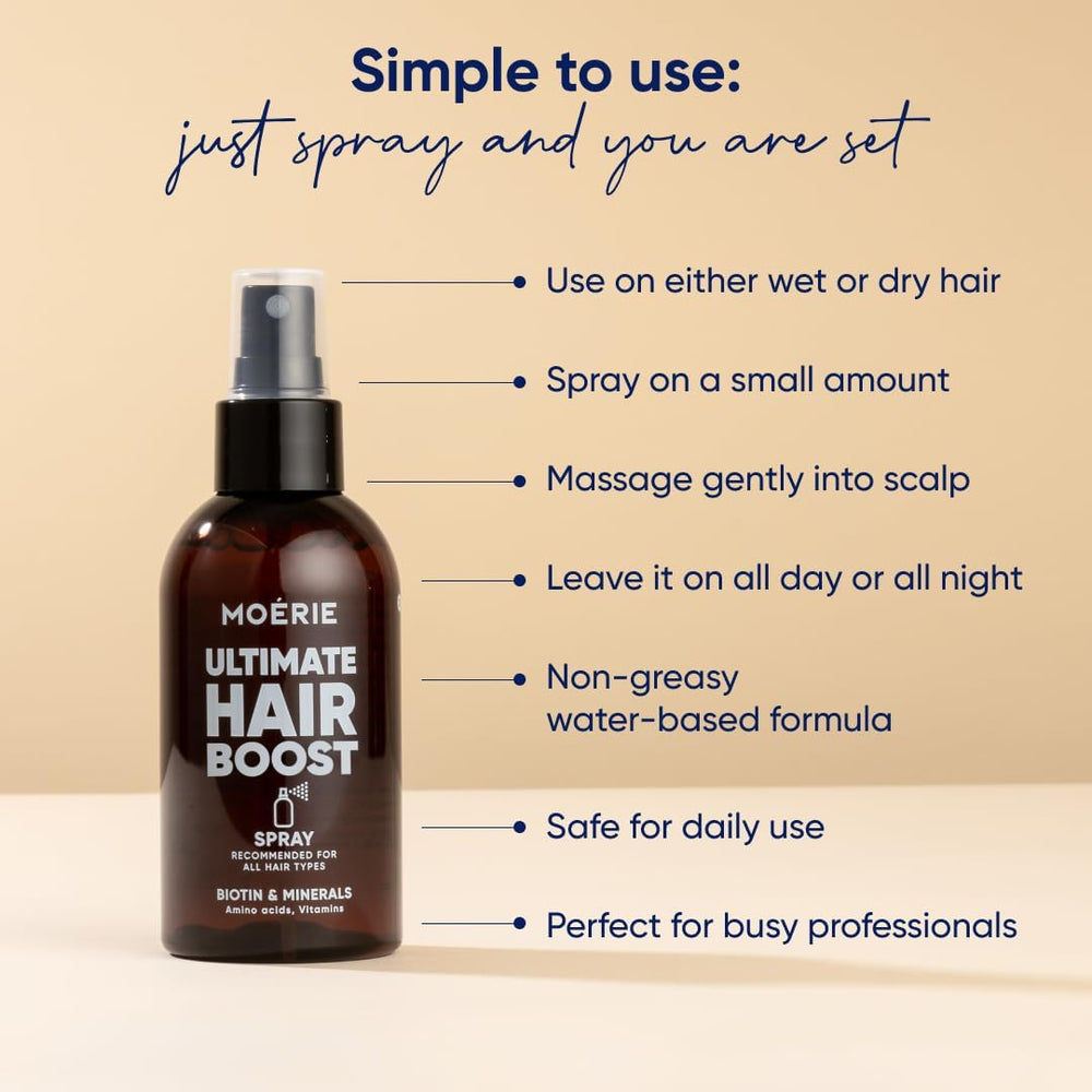 Moerie Ultimate Hair Boost Spray: ingredientes-clave como minerales y proteínas para vitalizar el cabello