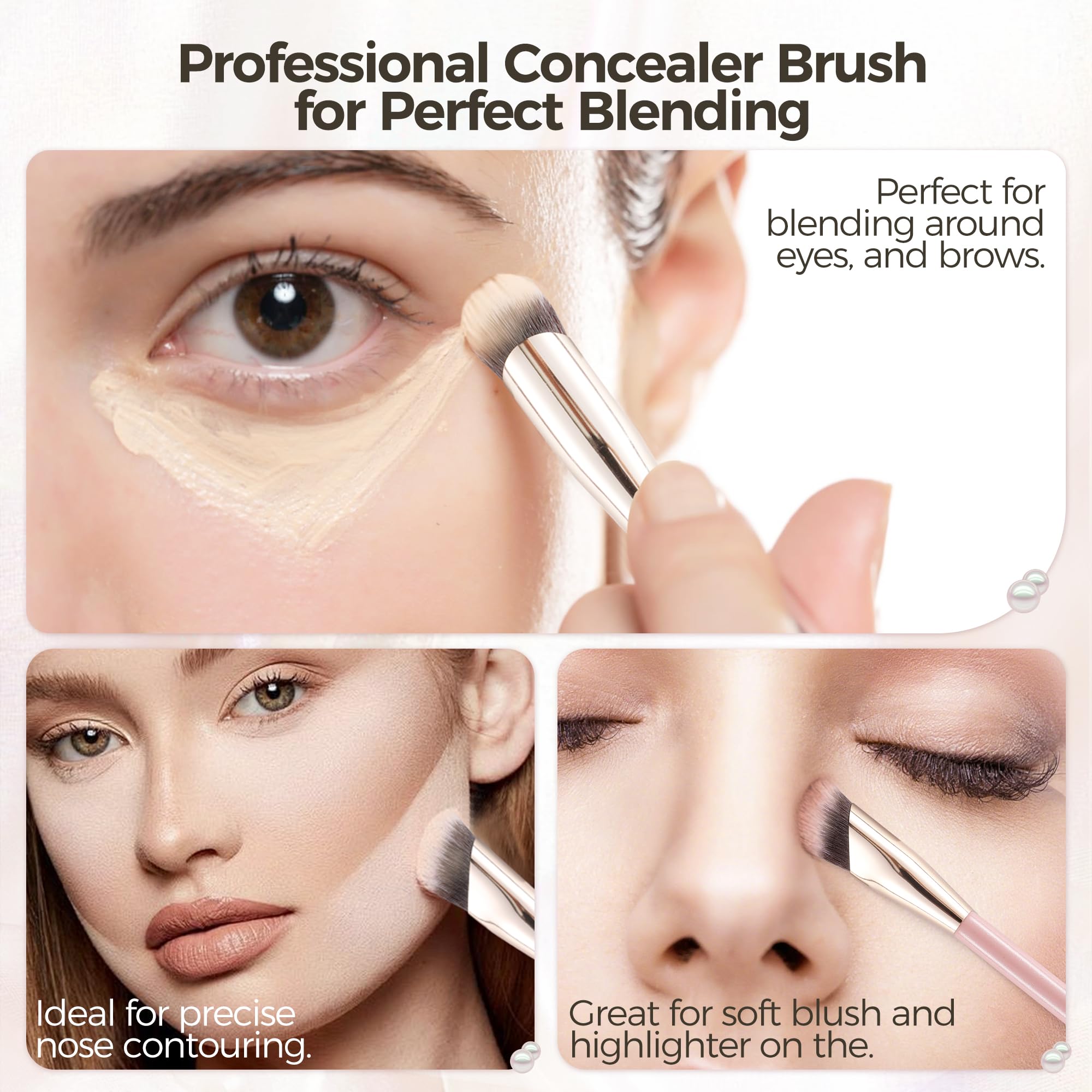 Aplicación precisa con cerdas sintéticas MOGILAN para maquillaje suave