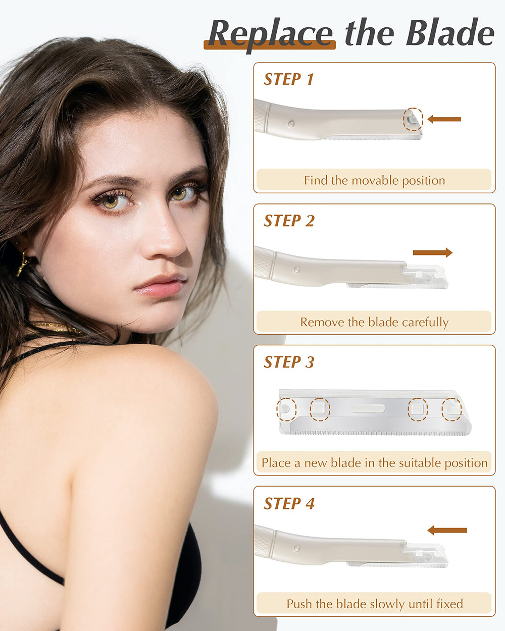 MoHern Navaja Dermaplane: mango antideslizante para deslizamiento estable