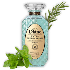 Champú Moist Diane anticaspa con menta refrescante en botella.