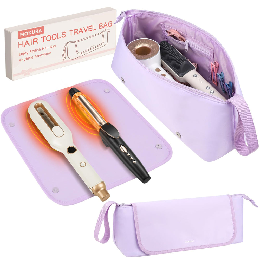 MOKURA bolsa de viaje para herramientas de peinado con tapete aislante protege superficies.