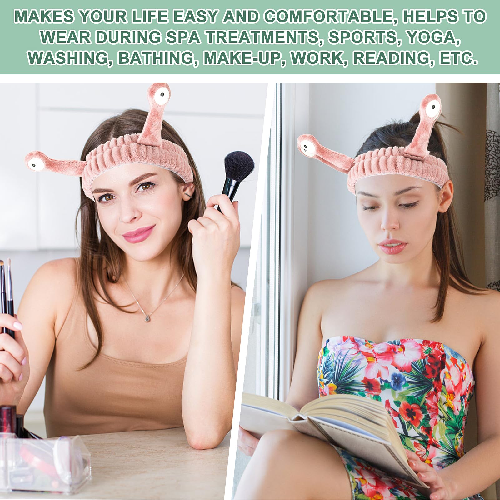 Molain palma-caracol rosa, diadema elástica para mantener el cabello apartado