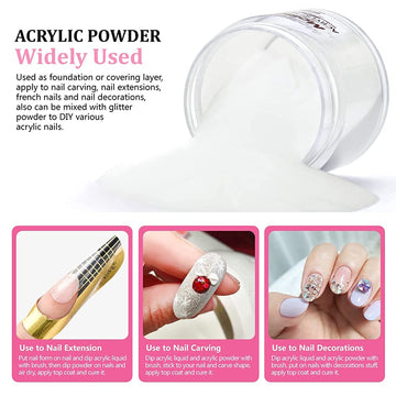 Molisaka polvo acrílico claro, base versátil para extensiones y decoración.