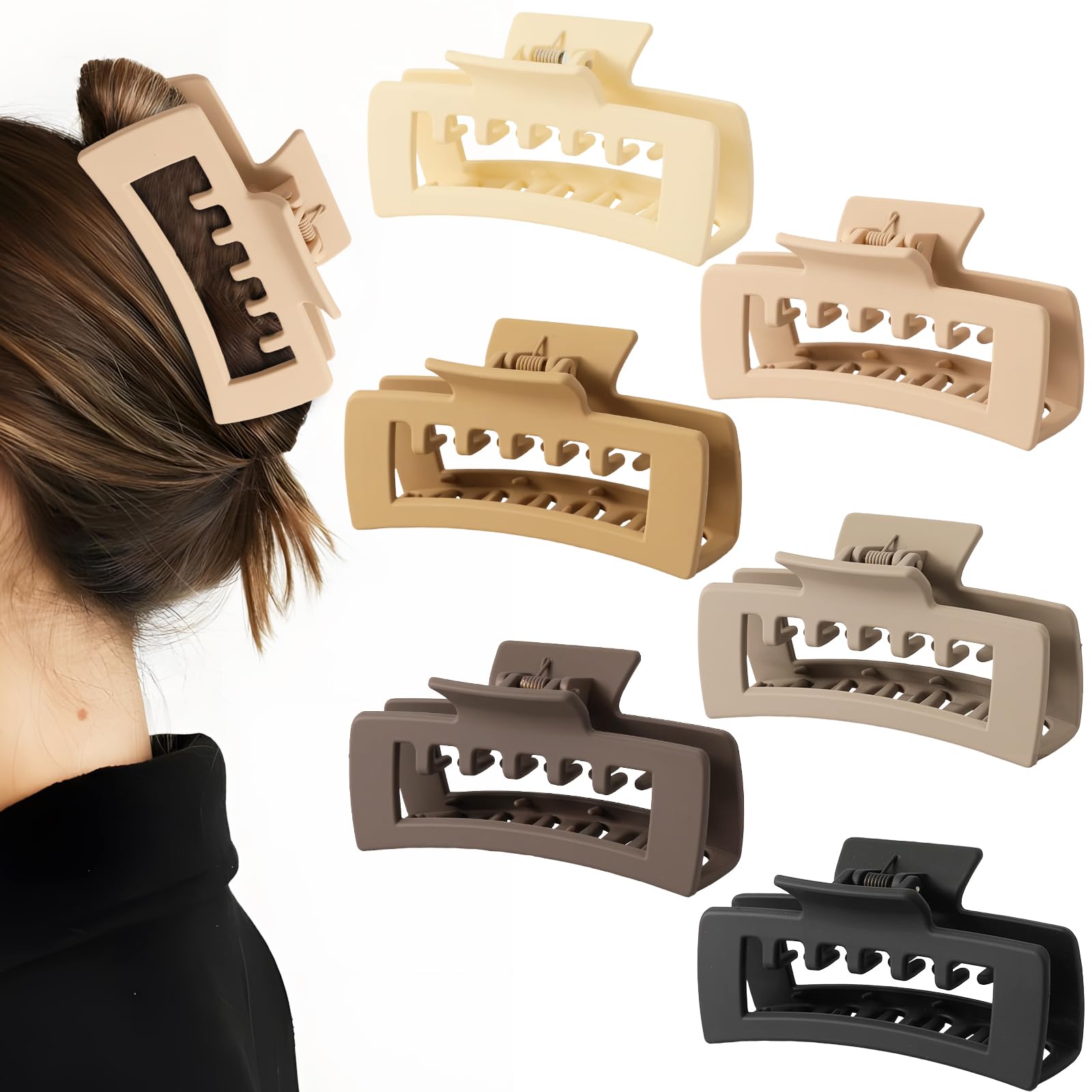 Molizummy clips rectangulares en juego de 6, ideales para peinados duraderos.
