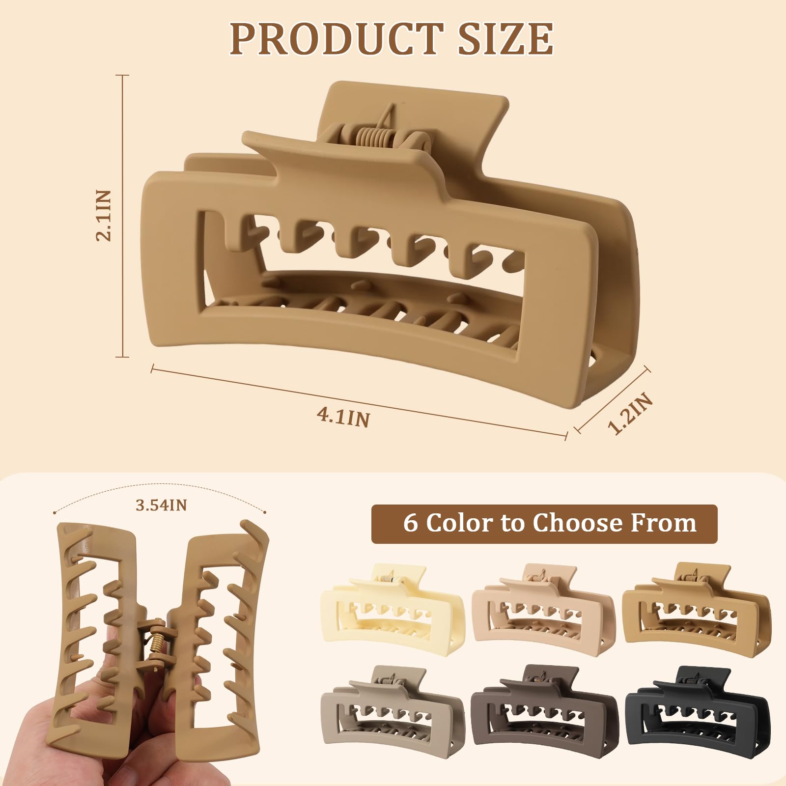 Molizummy clip rectangular con doble diente, agarre firme incluso en cabello grueso.
