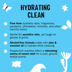 Close-up of Molly's Suds Peppermint label highlighting clean ingredients.