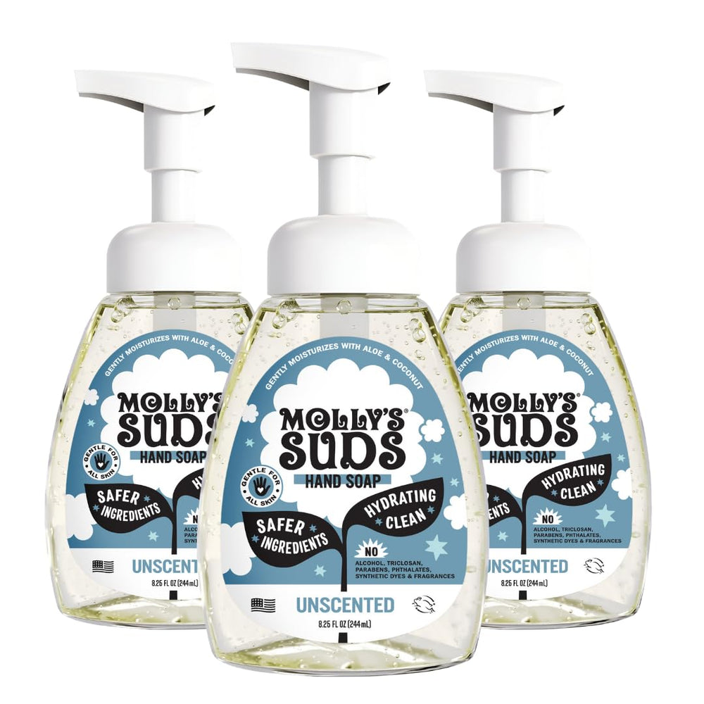 Molly's Suds jabon espumoso para manos en botella, uso diario fácil